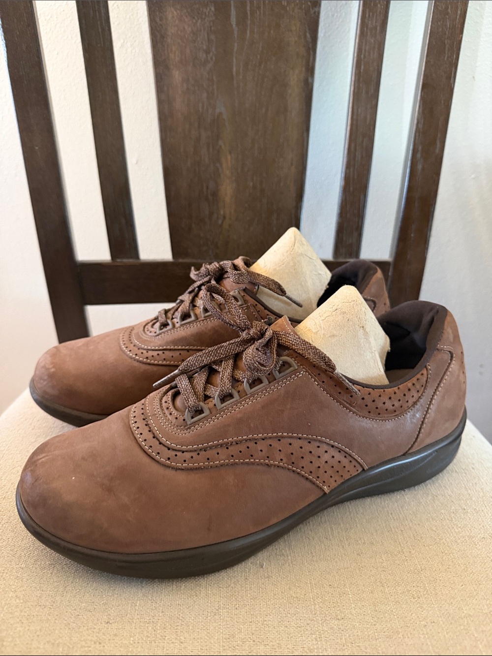 SAS Shoes Men's Casual Leather Lace-Up Comfort Walking Shoes Brown Size 11